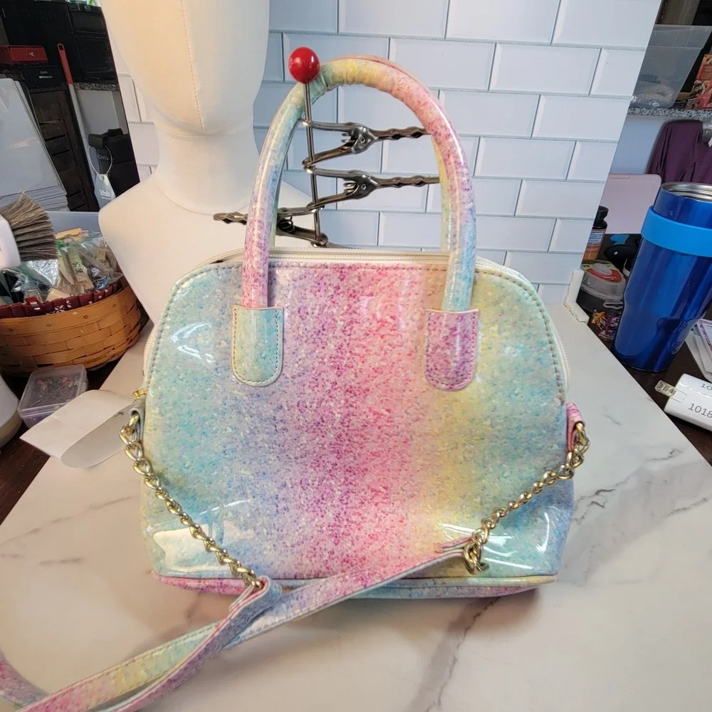 Luv Betsey by Betsey Johnson Mini Barrel Speckled Tie Dyed Kitty Crossbody Bag